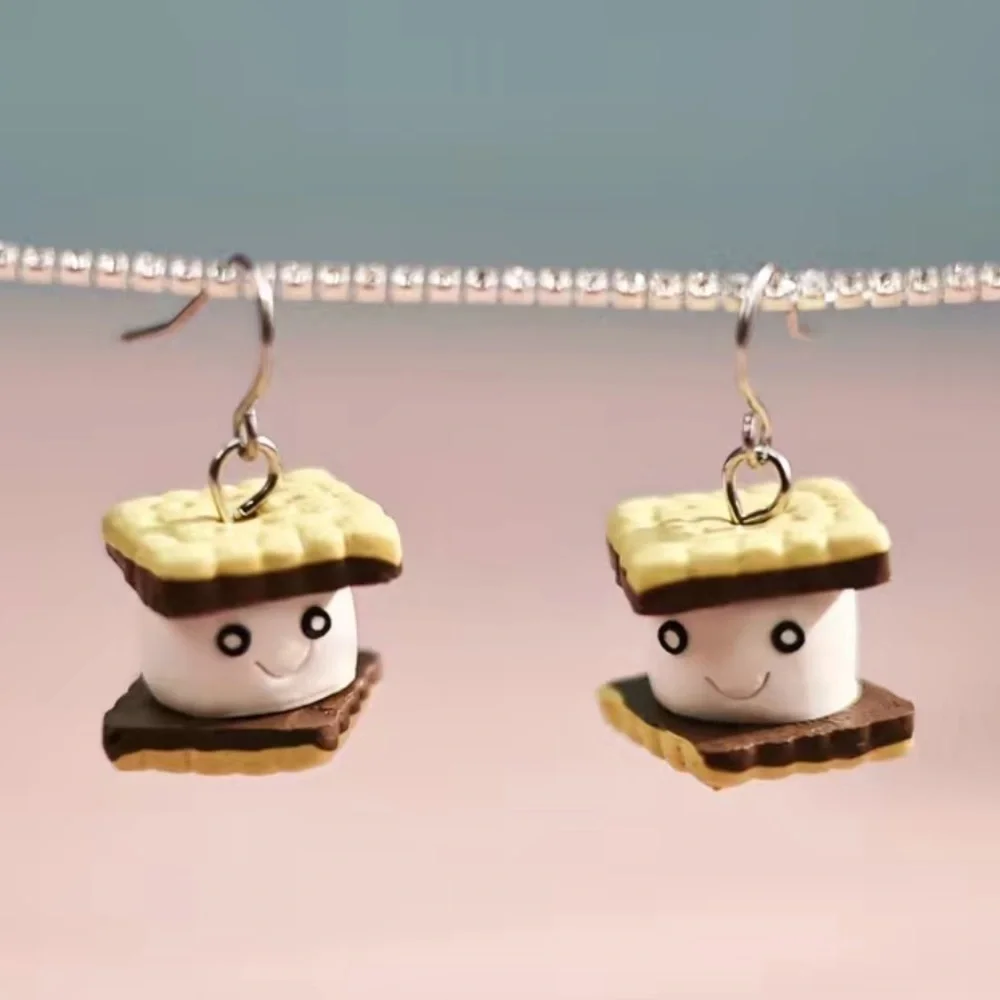 3/$25 S’more Earrings with Happy Faces on the Marshmallows